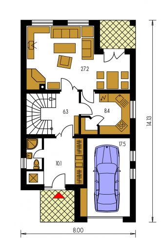 Mirror image | Floor plan of ground floor - KLASSIK 113